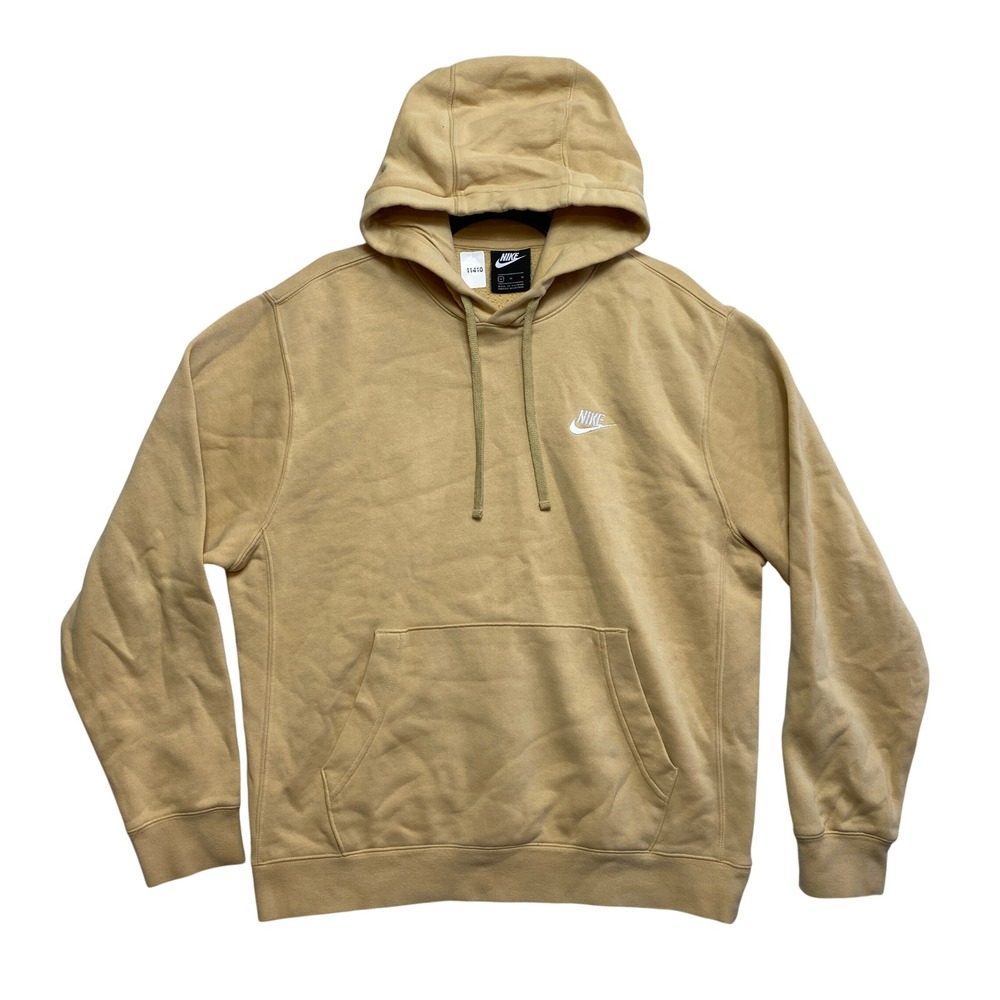 Nike Hoodie Mens Medium Yellow Embroidered Logo Fleece Pullover BV2654